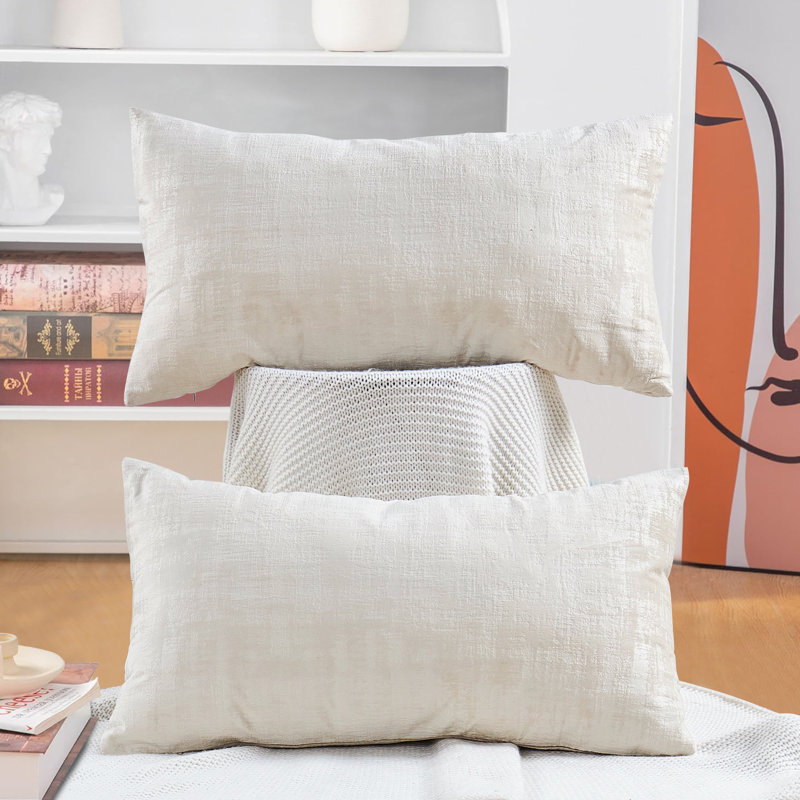 Housse de coussin rectangulaire en velours texturé, Gardenia