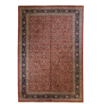 Tapis unique en laine noué à la main 11 pi 11 po x 17 pi 8 po Kashan Global Global