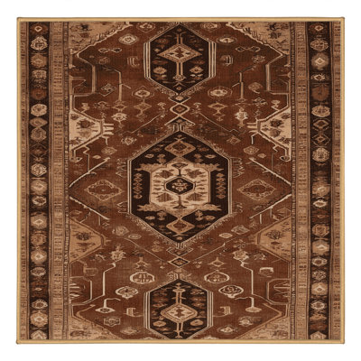 Machine Washable Turkish Brown Area Rug