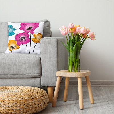 Coussin décoratif coquelicots