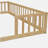 Double Twin Floor Bed with Fence, Guardrails, without door, Natural-259200186
