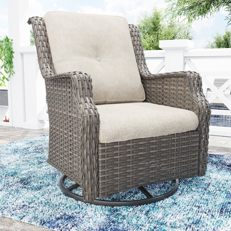 Chaise de patio pivotante avec coussins Nihat, Beige