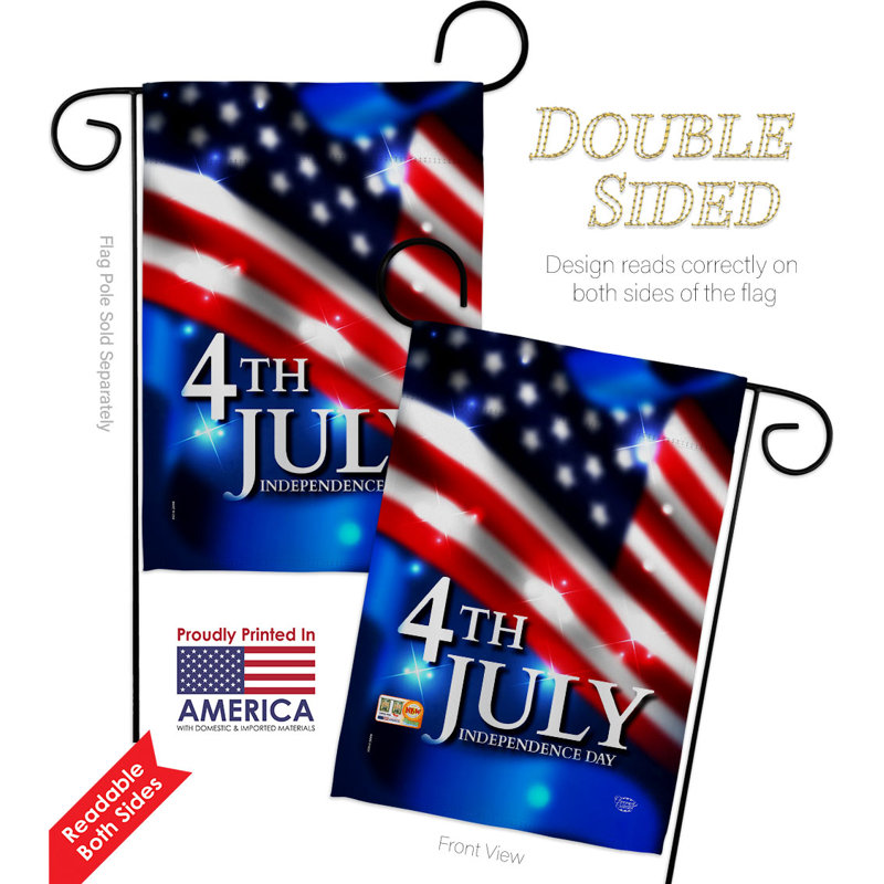 Drapeau de jardin 13 po x 18,5 po en polyester recto verso 4 juillet