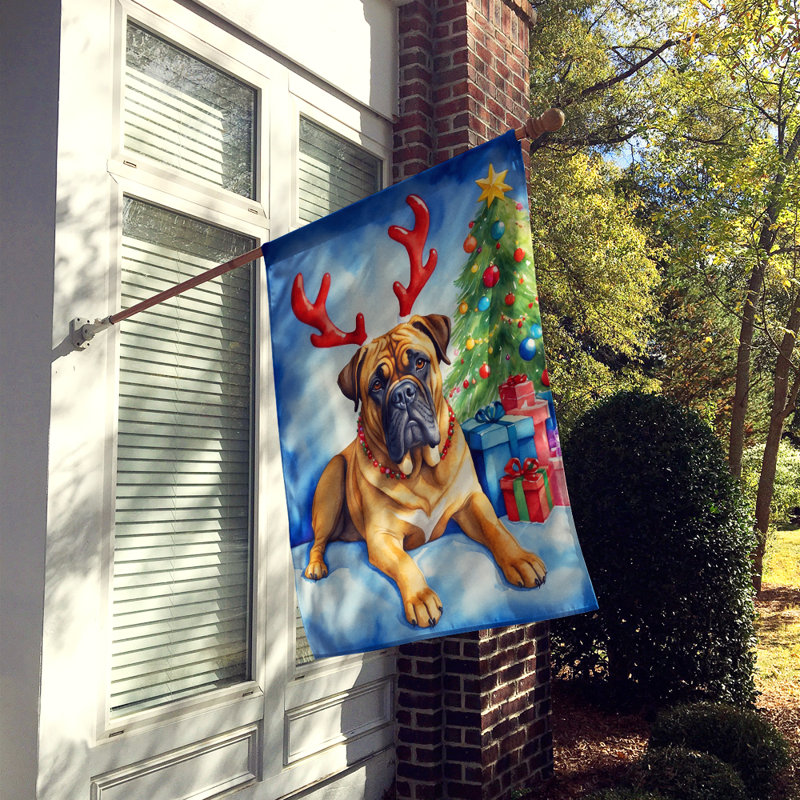 Drapeau de Noël maison de renne, Bullmastiff