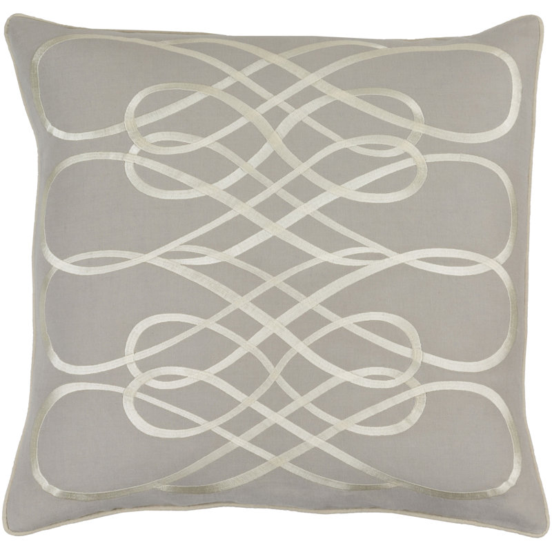 Housse de coussin en lin Leah, H 22" x l 22" x P 0,25", Gris/Neutre