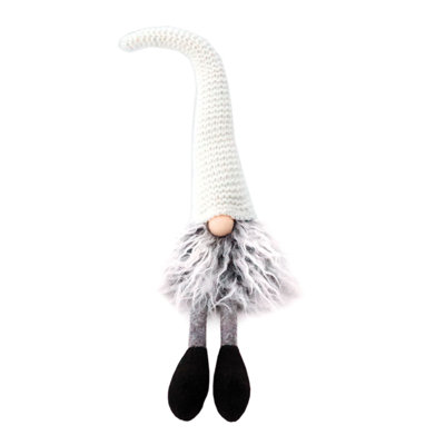 Gnome de père Noël gris en peluche