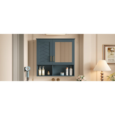 Armoire de toilette 2 en 1, armoire à pharmacie murale de 30 pouces avec tablettes réglables et portes à fermeture douce, miroir haute définition avec rangement pour meuble-lavabo de salle de bain