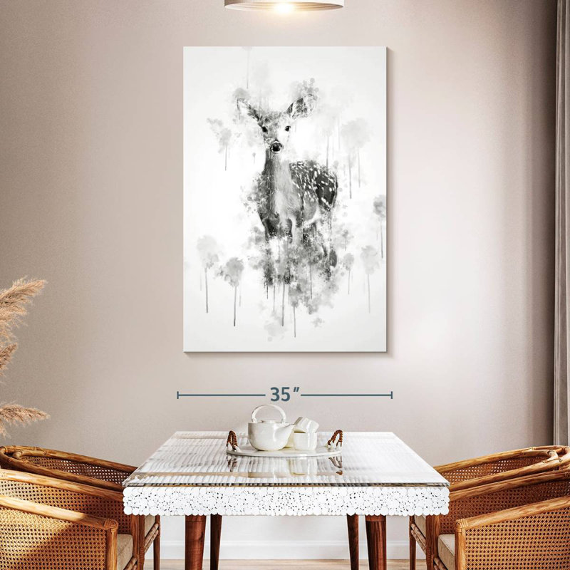 Cerf Brampt noir et blanc, H 51 po x l 34 po