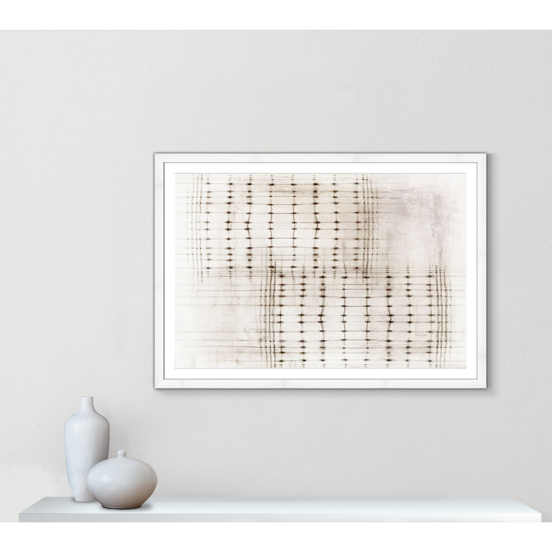 «Intersecting Lines in Quiet Neutralité I - Version paysage» par , Blanc satiné, L 55 po x H 39 po, Imprimé mat