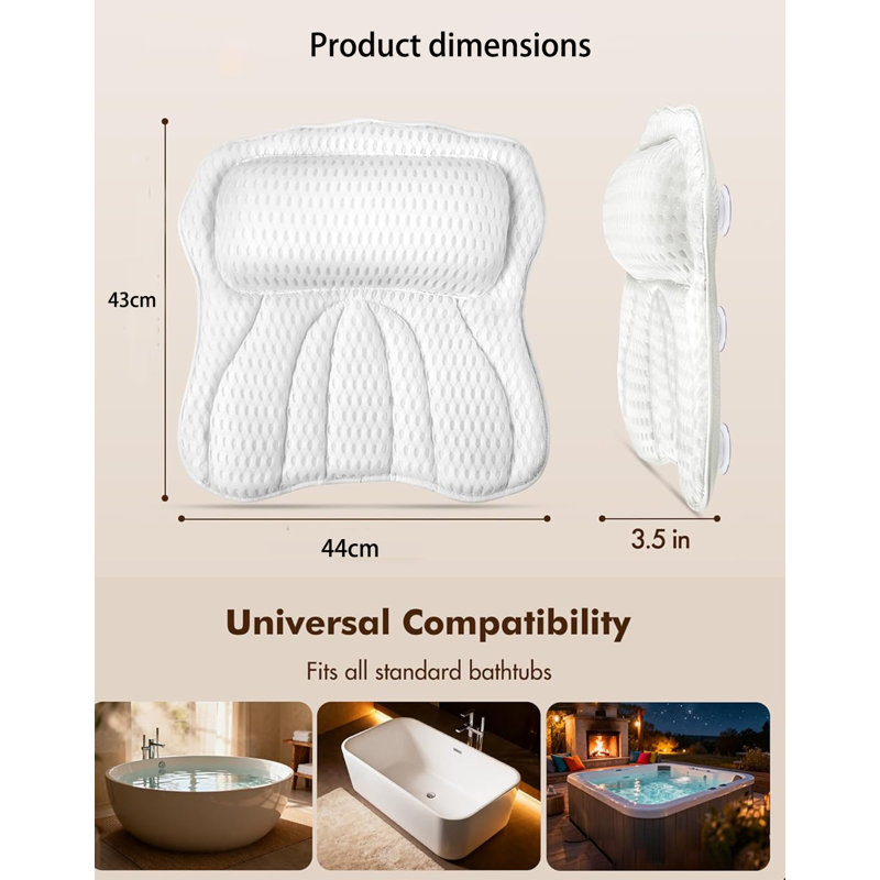 Suction Bath Pillow, White