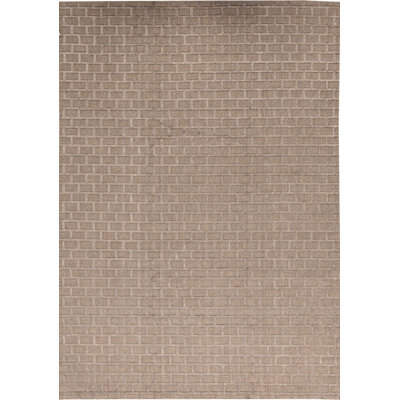 Cotton Geometric Area Rug in Brown