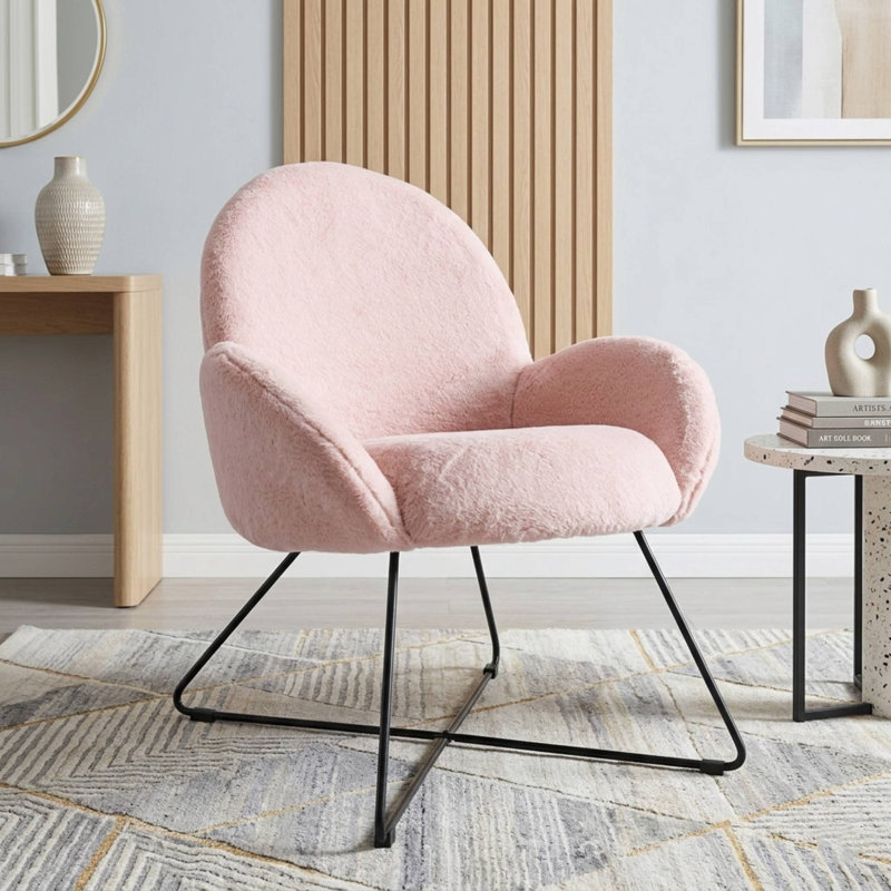 Kosmoski Upholstered Slipper Chair, Pink
