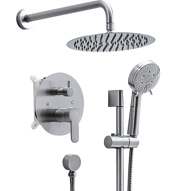 5-Spray Handheld Shower Faucet - 10-Inch Matte Black Wall Mounted With Slide Bar For Bathroom And
