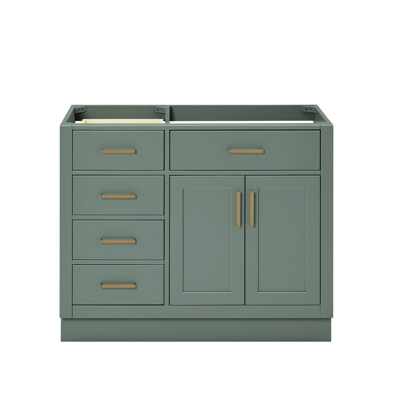 Base de meuble-lavabo simple en bois massif 42 po Osoria, Vert rétro