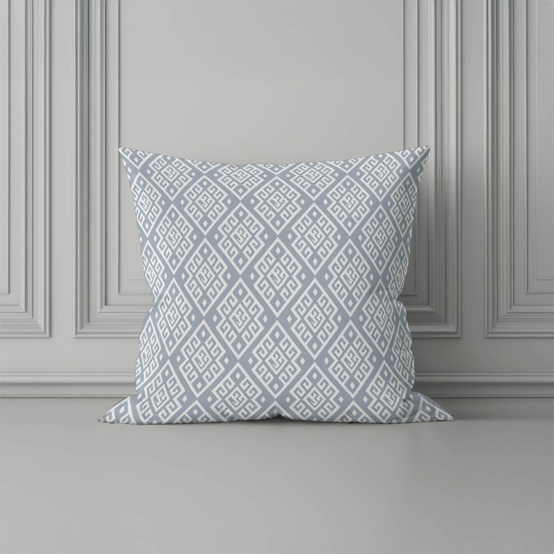 Athana Indoor Throw Pillow, Denim Blue Geometric, Square 16"