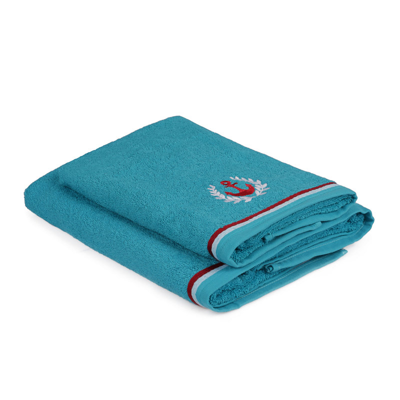 Ensemble de serviettes 100% coton 2 pièces Benyameen, Turquoise
