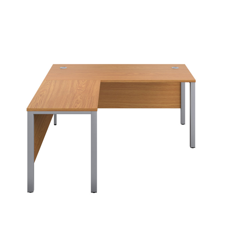 Buariki L-Shaped Metal Base Executive Desk, Oak/Silver, Left Hand Return, 73cm H x 180cm W x 180cm D