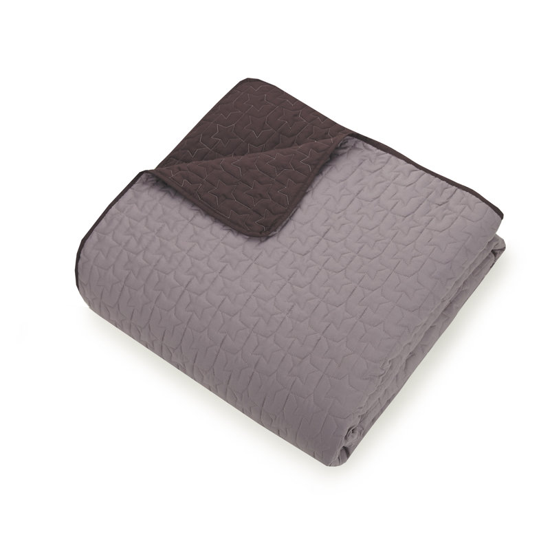 Coty Gray Microfiber Twin Reversible Quilt Set