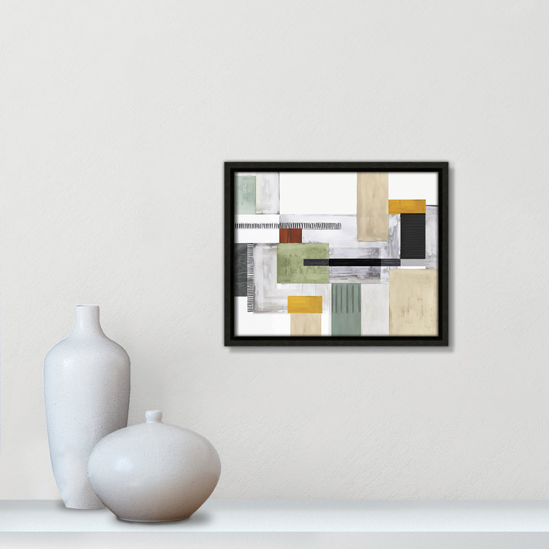 «Playful Blocks» par Tom Reeves, Pas de tapis, Cadre flottant espresso, H 9,5 po x l 11,5 po x P 2 po