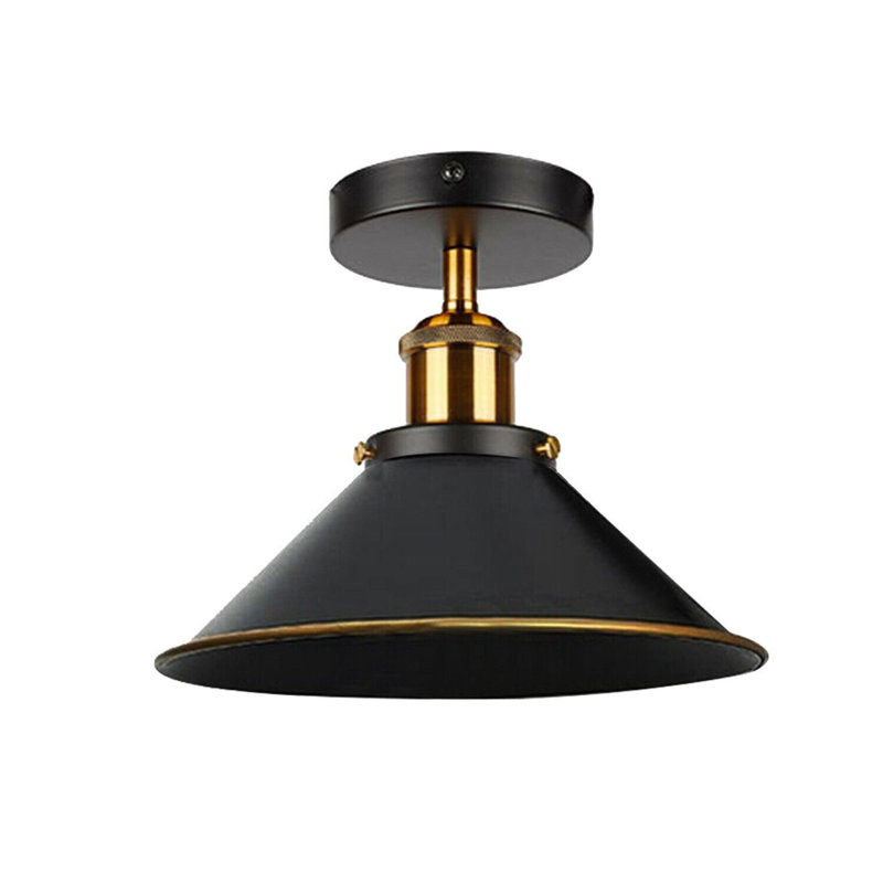 Denzel Semi Flush Mount, Black Gold Line