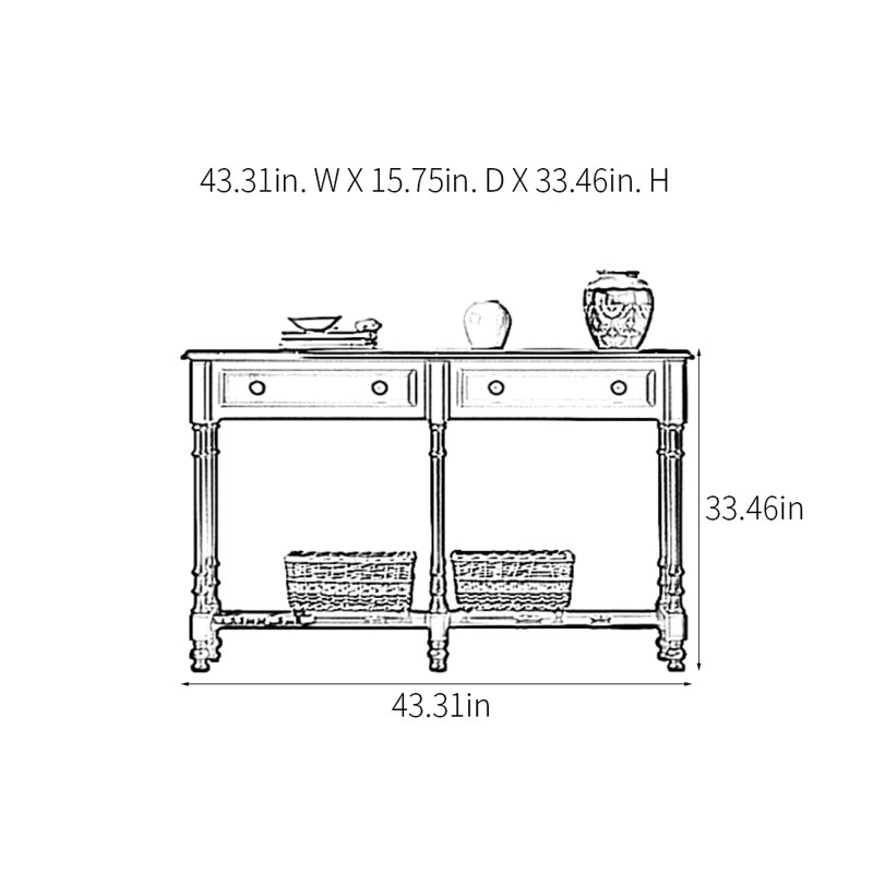 Console rétro minimaliste, H 33,46 po x l 43,31 po x P 15,75 po