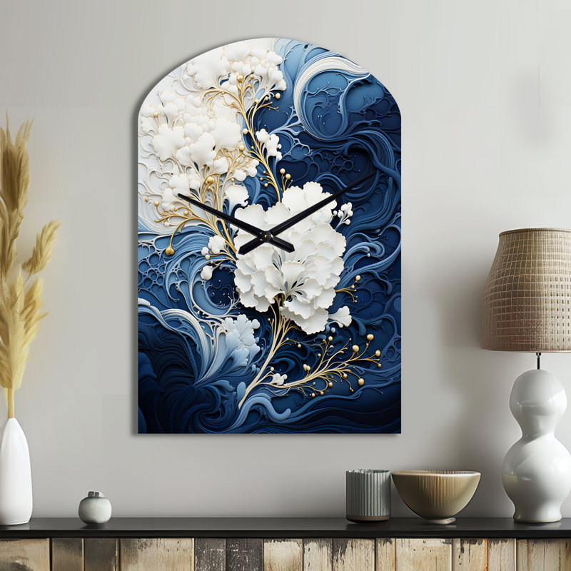 Liquide encre spirale III - horloge murale abstraite en spirale, Grand