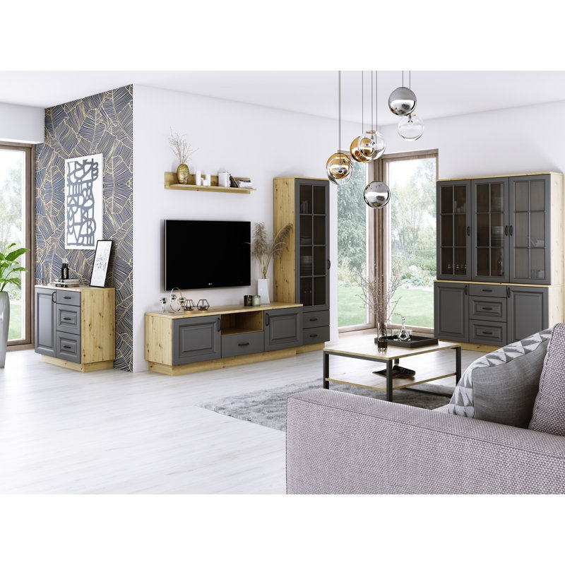 Emond Display Cabinet,  Grey/Brown