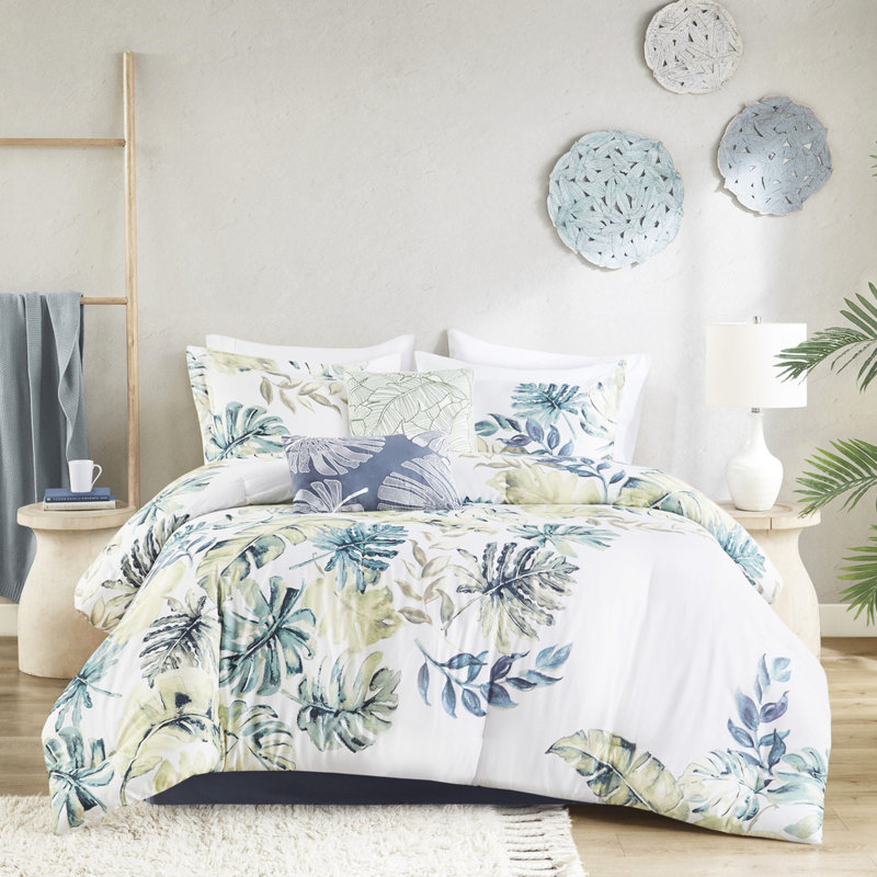 Édredon multi pour grand lit - Coton avec literie à imprimé de plantes tropicales, Édredon grand