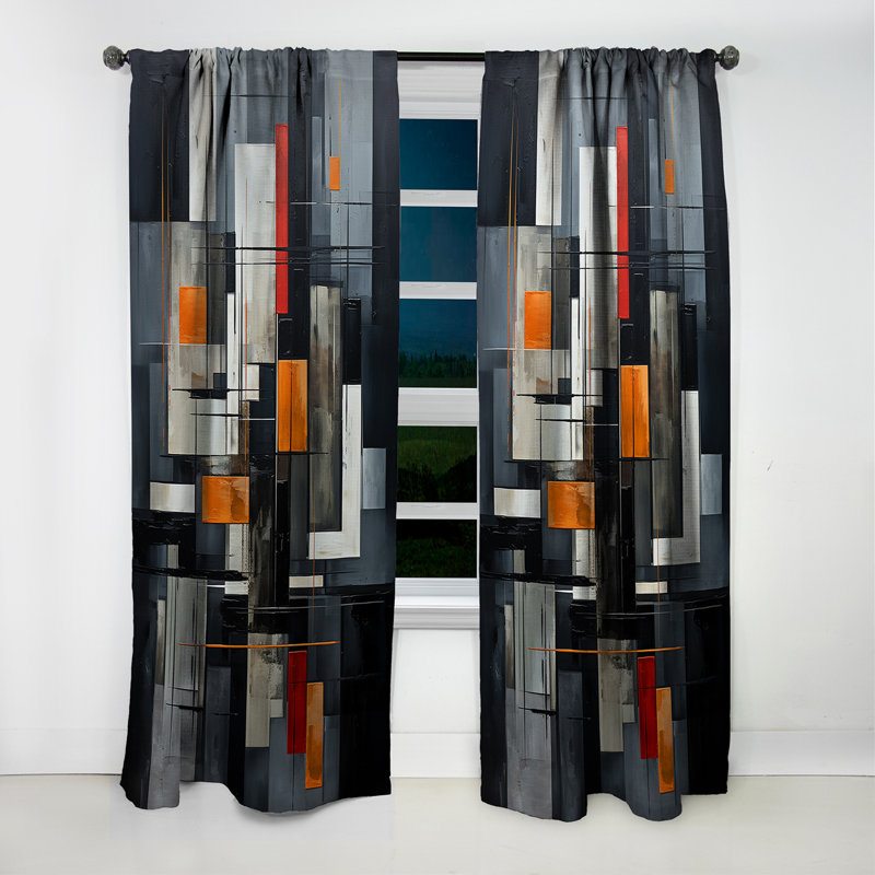 Tawanda - Abstract Shapes Curtain - Blackout Abstract Curtain - 1 Panels, 52" W x 84" L