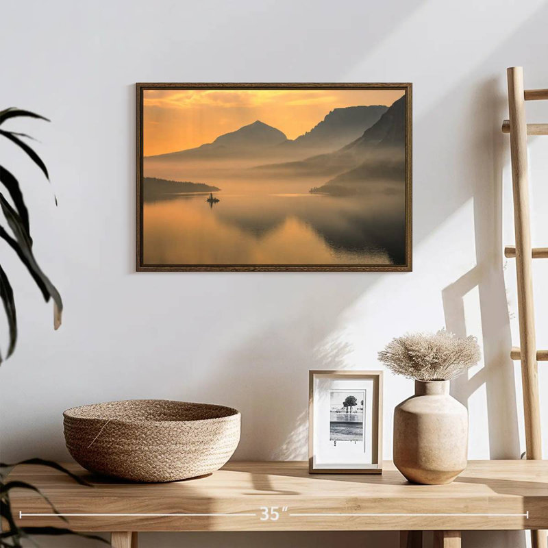 Saint Mary Mountain Lake, 19 po x 13 po, Cadre flottant en noyer