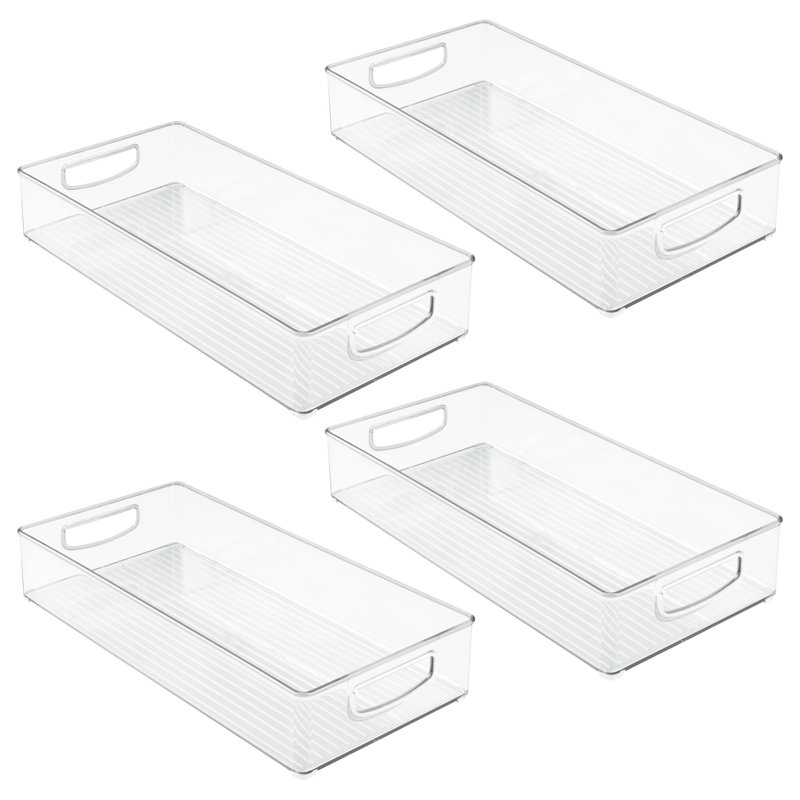 iDesign Plastic Stackable Pantry Bin with Handles - Set of 4 - Clear, 4.64