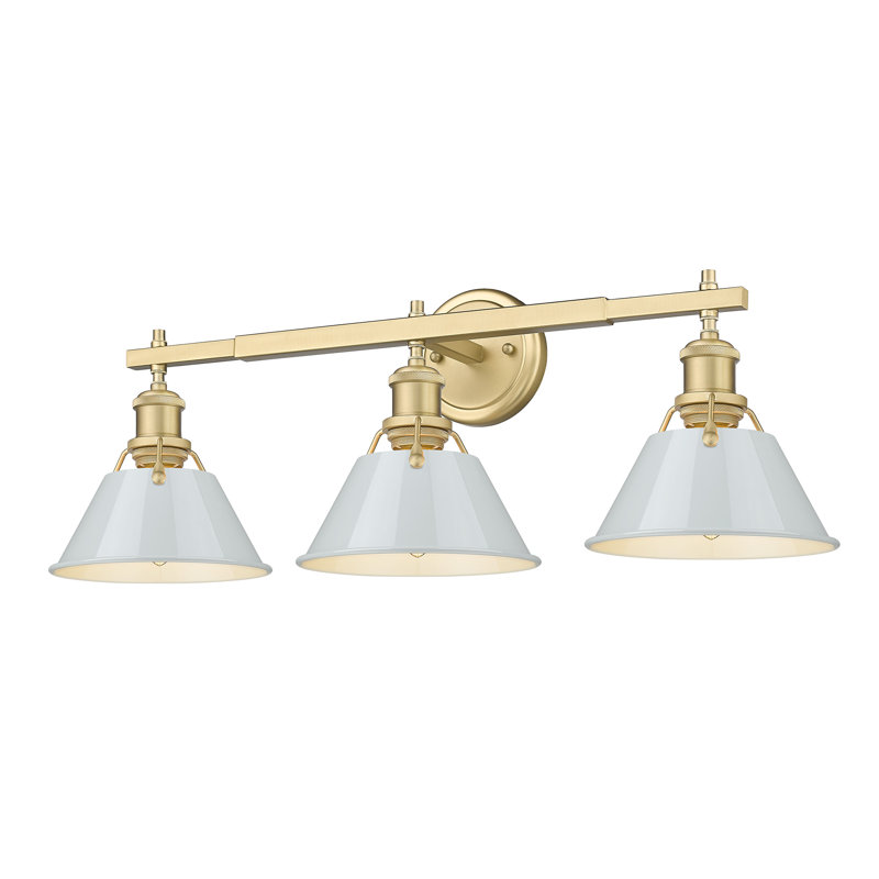 Felda 3-light fixture, Brushed Champagne Bronze, Dusky Blue