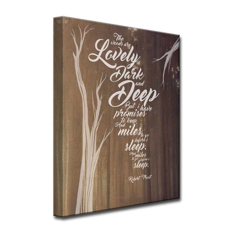 Reproduction d’art graphique sur toile « Robert Frost-promises » par Olivia rose, H 40 po x l 30 po x P 1,5 po