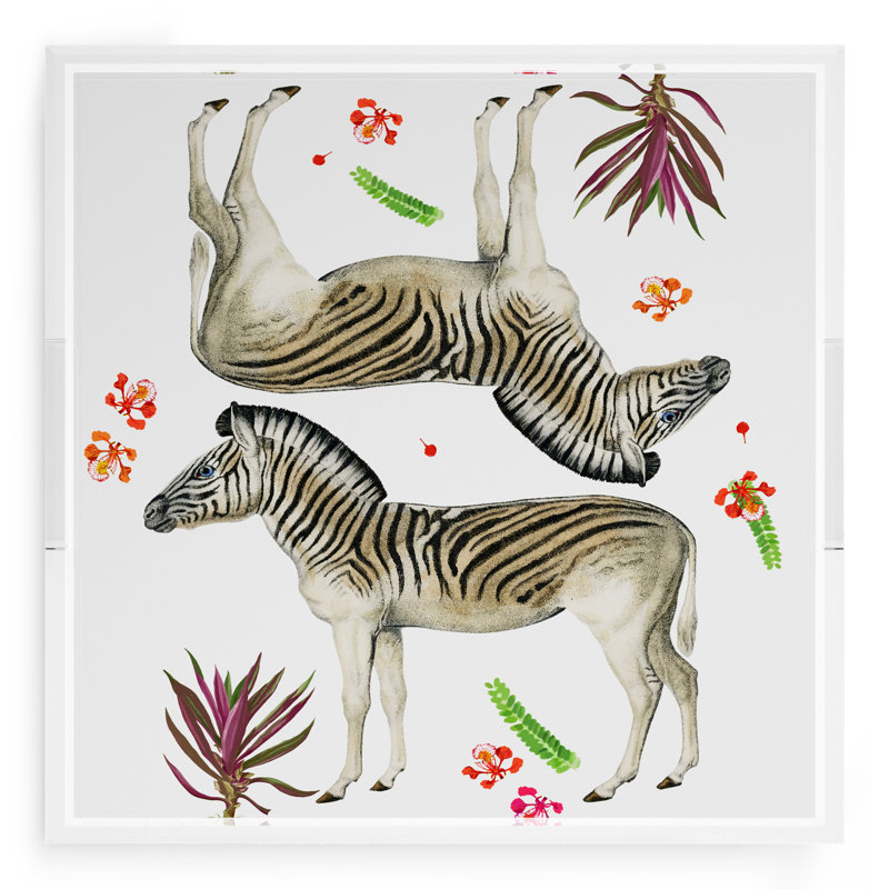 Zebra Seeing Double Acrylic Square Decorative Tray, 18"W x 18"D x 2"H