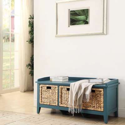 Banc 3 chambres à abat-jour sarcelle - Rangement en bois 3 tiroirs élégant et économique
