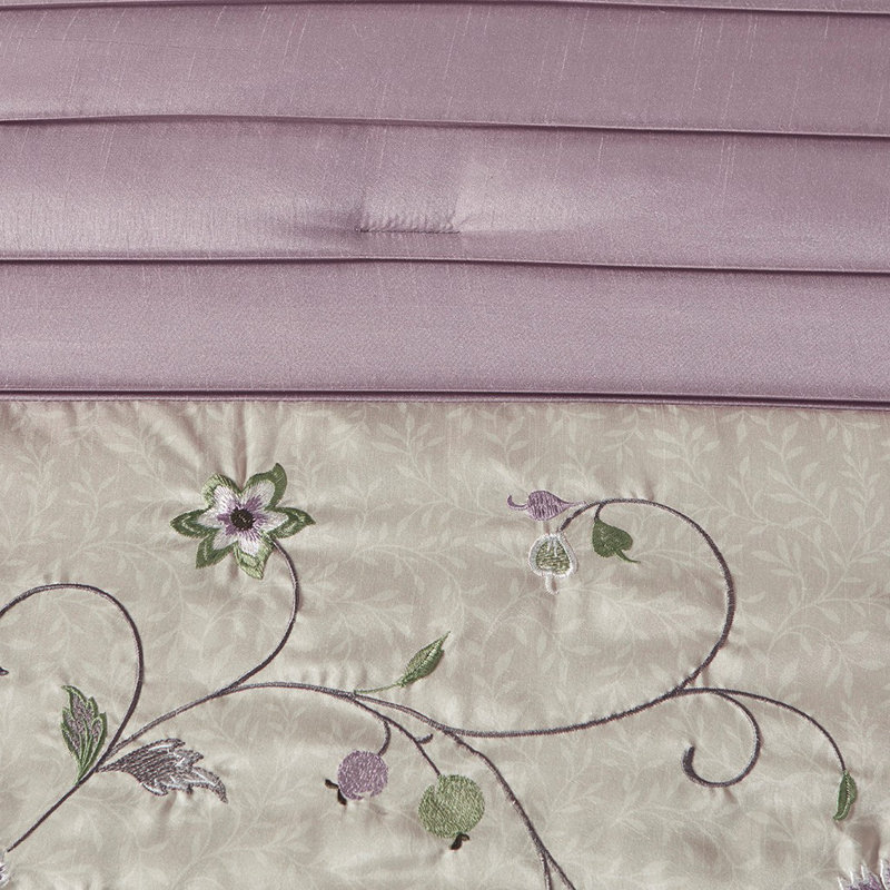 Ensemble d'édredon en polyester , Édredon très grand californien + 6 pièces suppl, Mauve