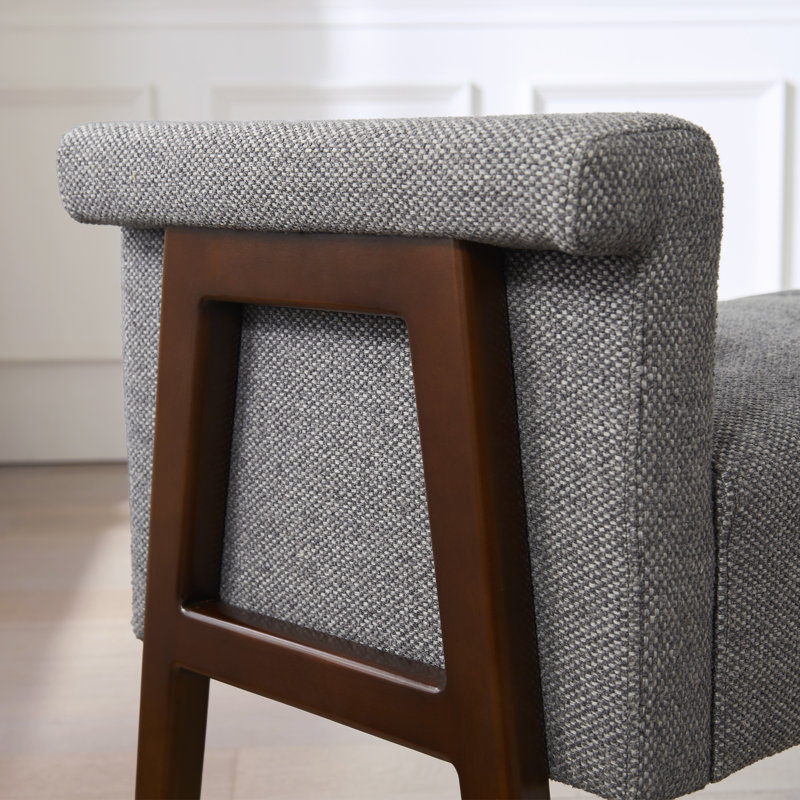 Banc rembourré en mélange de polyester Lovice, Gris