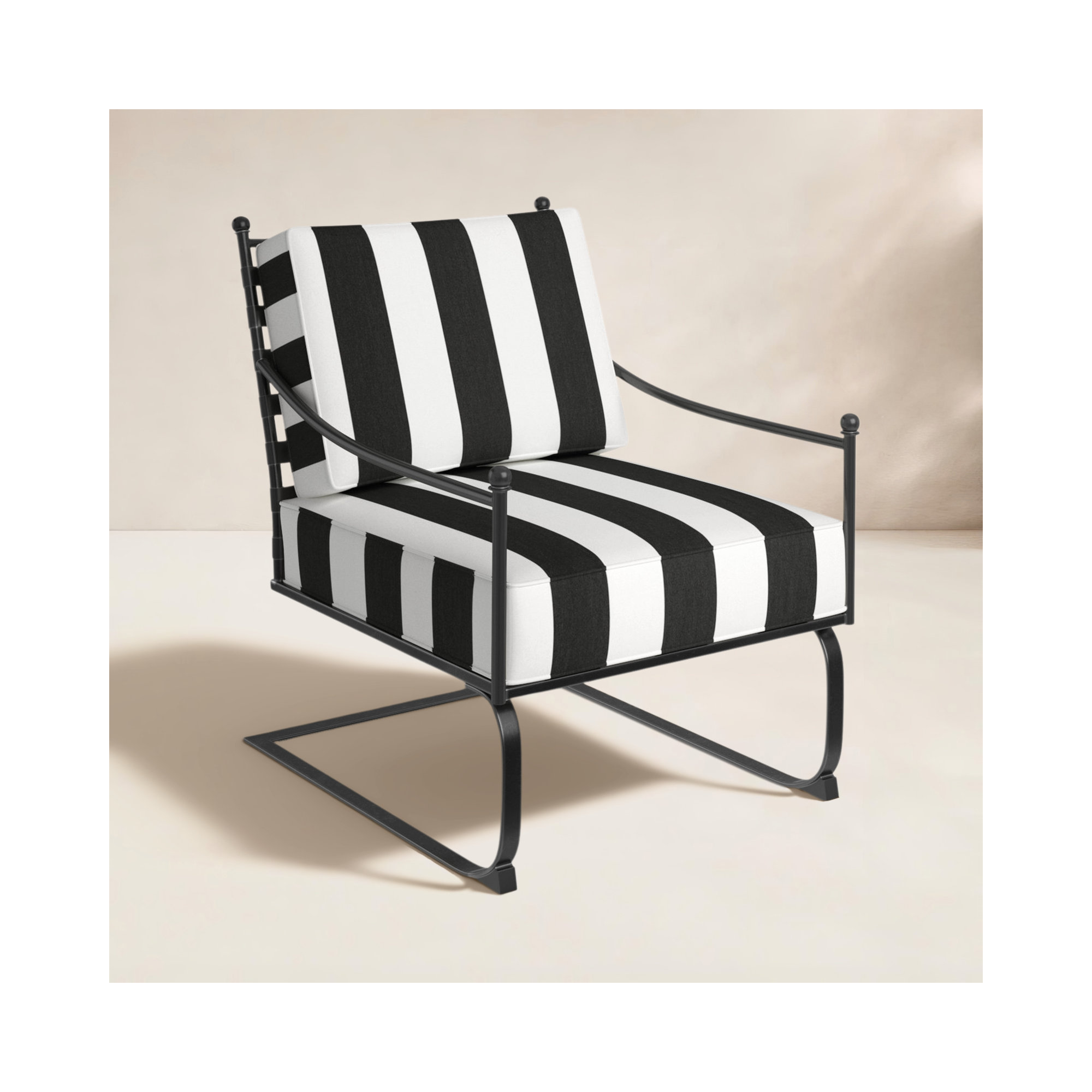 Lucier Patio Chair with SunbCushions, Cabana Classic Striped Sunbrella®