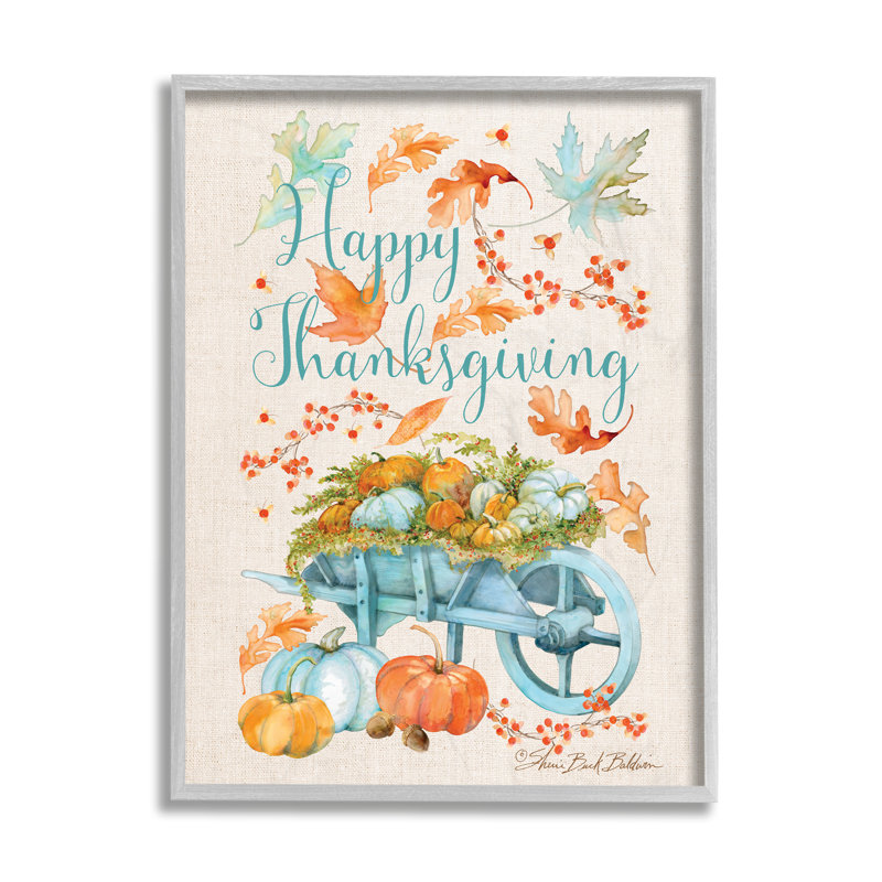 «Happy Thanksgiving Expression Holiday Pumpkin Wagon» par Sherri Buck Baldwin - impression d'art textuel