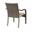 Chaises d'extérieur empilables 4 pièces, matériau principal en résine brune, structure en fer, coussins d'eau, incurvées, 24,48 pouces de profondeur, 29,06 de largeur, 35,22 de hauteur, résine, accoudoirs, haute