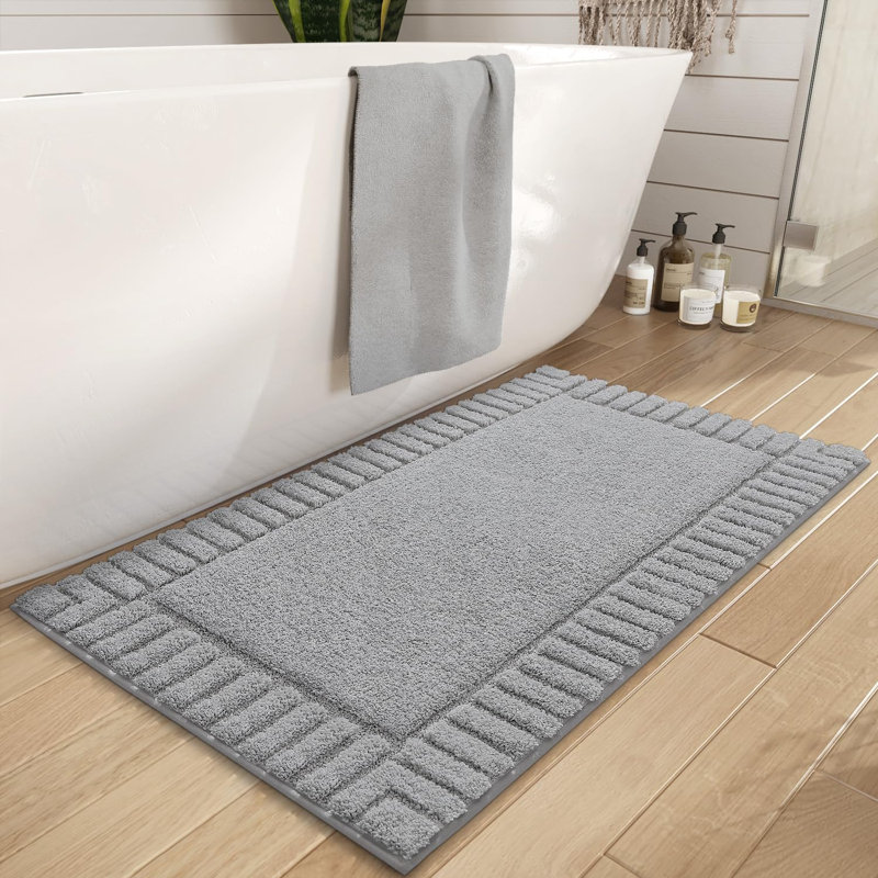 Kaziyah Microfiber Bath Rug, 24" W x 36" L, Light Gray