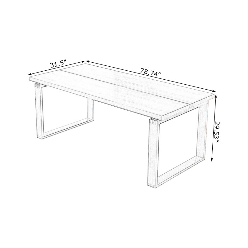 Bureau rectangulaire en bois massif noyer, H 29,53 po x l 78,74 po x P 23,62 po
