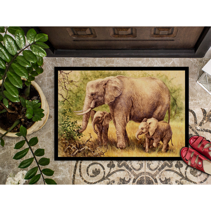 Paillasson d’extérieur antidérapant weissport Elephants, 2 pi x 3 pi