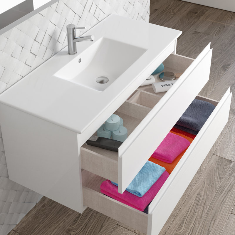  Armoire de salle de bain pour salle de bain Collection PASADena par DAX, Blanc lustré
