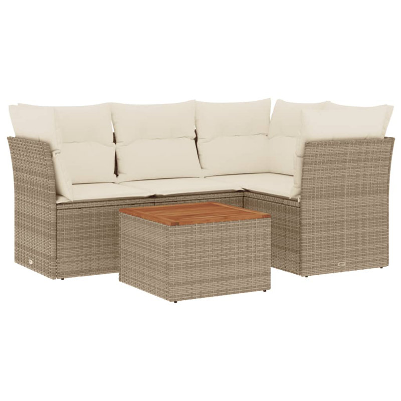 Ensemble de canapé de jardin Vidaxl beige et brun avec coussins crème