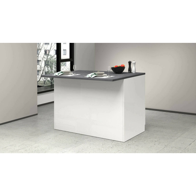 Myrlaine Wood Kitchen Island, Glossy White/Slate