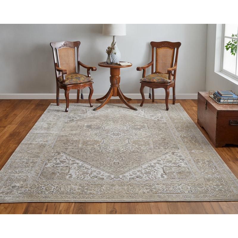 Neoma Viscose Oriental Indoor Rug, Rectangle 3'9" x 5'9"