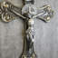 Croix murale, décor de maison élégante Jésus-Christ, cadeaux religieux, aspect Renaissance sculpté, argent, H 12 po