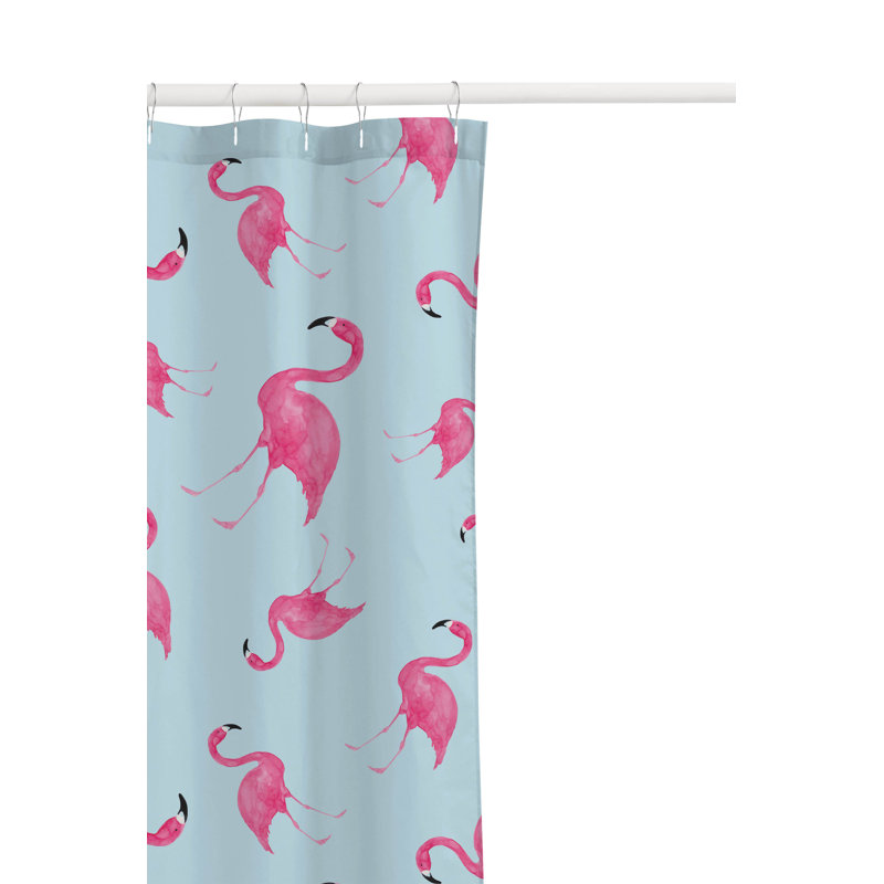 Summer Lemon Ultra-Thin Lightweight Shower Curtain, Cloud/Pink Blue Flamingo