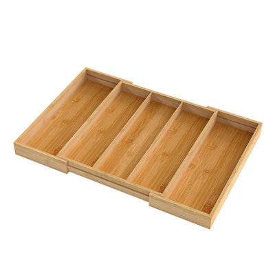  Bamboo Expandable Kitchen Drawer Organizer 3-5 Slot Waterproof Storage